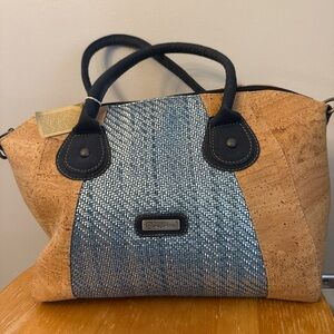 Cork Tan and Blue Women's Bag
